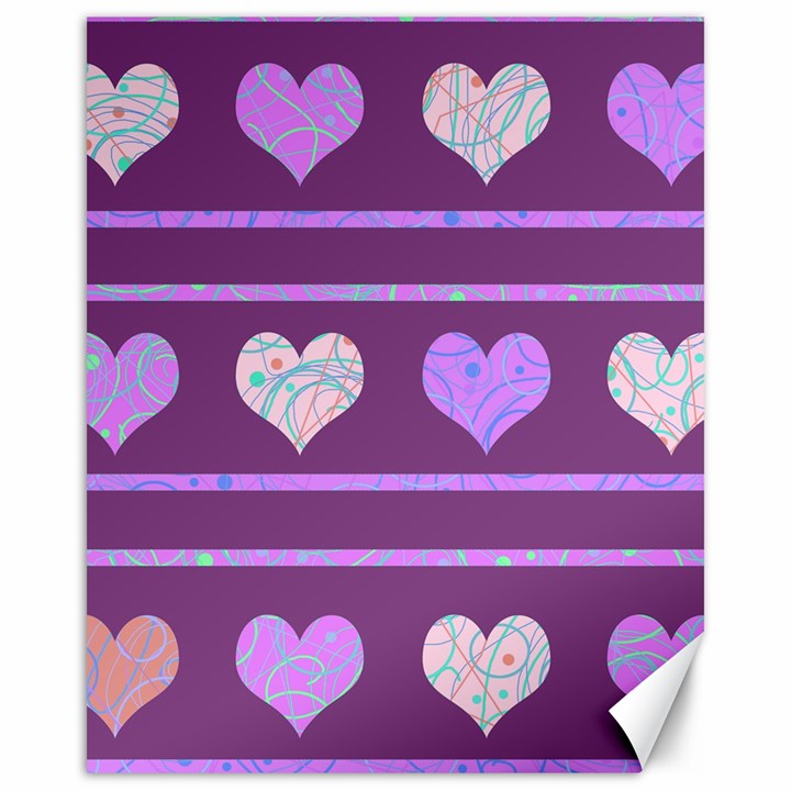 Purple harts pattern 2 Canvas 16  x 20  