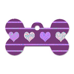 Purple Harts Pattern 2 Dog Tag Bone (one Side) by Valentinaart