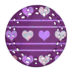 Purple Harts Pattern 2 Ornament (round Filigree)  by Valentinaart