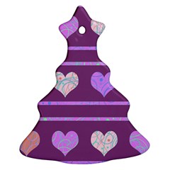 Purple Harts Pattern 2 Ornament (christmas Tree) by Valentinaart