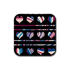 Colorful Harts Pattern Rubber Coaster (square)  by Valentinaart