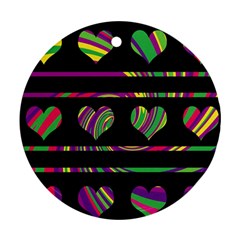 Colorful Harts Pattern Round Ornament (two Sides)  by Valentinaart