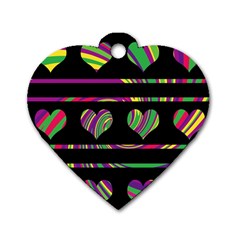 Colorful Harts Pattern Dog Tag Heart (two Sides) by Valentinaart