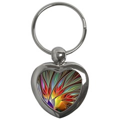 Fractal Bird Of Paradise Key Chain (heart)