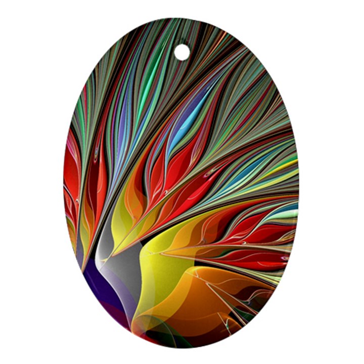 Fractal Bird of Paradise Oval Ornament (Two Sides)