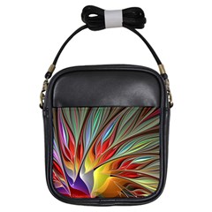 Fractal Bird Of Paradise Girls Sling Bag by WolfepawFractals