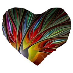 Fractal Bird Of Paradise Large 19  Premium Heart Shape Cushion by WolfepawFractals