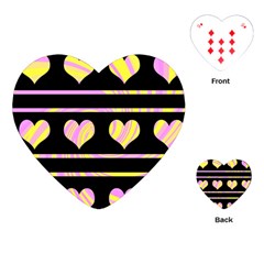 Pink And Yellow Harts Pattern Playing Cards (heart)  by Valentinaart