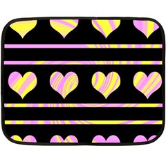 Pink And Yellow Harts Pattern Double Sided Fleece Blanket (mini)  by Valentinaart