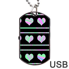 Pastel Harts Pattern Dog Tag Usb Flash (one Side) by Valentinaart