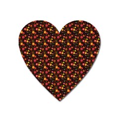 Exotic Colorful Flower Pattern Heart Magnet by Brittlevirginclothing