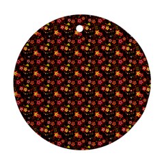 Exotic Colorful Flower Pattern Round Ornament (two Sides)  by Brittlevirginclothing