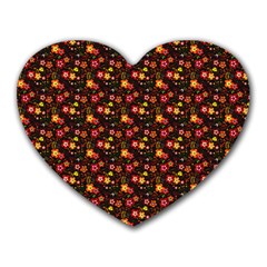 Exotic Colorful Flower Pattern Heart Mousepads by Brittlevirginclothing