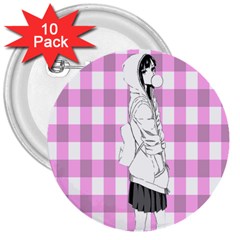 Cute Anime Girl 3  Buttons (10 Pack)  by Brittlevirginclothing