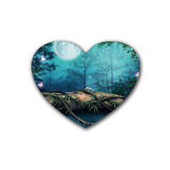 Fantasy Nature  Rubber Coaster (heart)  by Brittlevirginclothing