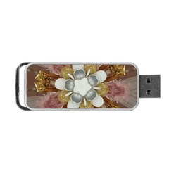 Elegant Antique Pink Kaleidoscope Flower Gold Chic Stylish Classic Design Portable Usb Flash (two Sides)