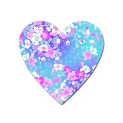 Colorful Pastel Flowers  Heart Magnet by Brittlevirginclothing