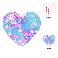 Colorful Pastel Flowers Playing Cards (heart)  by Brittlevirginclothing