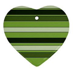 Greenery Stripes Pattern Horizontal Stripe Shades Of Spring Green Ornament (heart)  by yoursparklingshop