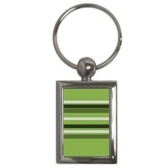 Greenery Stripes Pattern Horizontal Stripe Shades Of Spring Green Key Chains (rectangle)  by yoursparklingshop