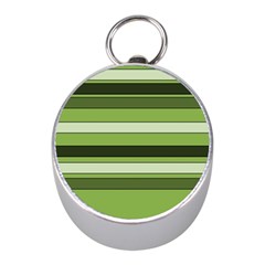 Greenery Stripes Pattern Horizontal Stripe Shades Of Spring Green Mini Silver Compasses by yoursparklingshop