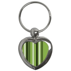 Greenery Stripes Pattern 8000 Vertical Stripe Shades Of Spring Green Color Key Chains (heart)  by yoursparklingshop