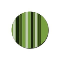 Greenery Stripes Pattern 8000 Vertical Stripe Shades Of Spring Green Color Rubber Coaster (round)  by yoursparklingshop