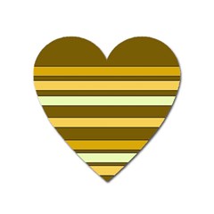 Elegant Shades Of Primrose Yellow Brown Orange Stripes Pattern Heart Magnet by yoursparklingshop