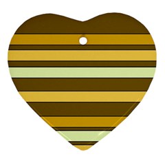 Elegant Shades Of Primrose Yellow Brown Orange Stripes Pattern Heart Ornament (2 Sides) by yoursparklingshop