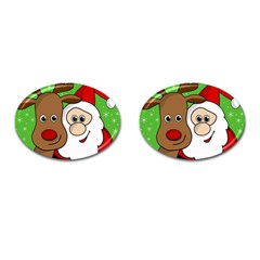 Rudolph And Santa Selfie Cufflinks (oval) by Valentinaart