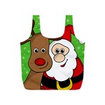 Rudolph and Santa selfie Full Print Recycle Bags (S)  Back