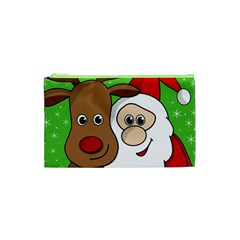 Rudolph And Santa Selfie Cosmetic Bag (xs) by Valentinaart