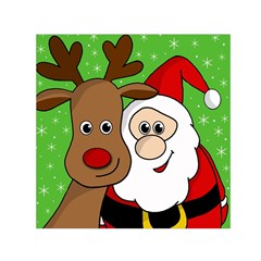 Rudolph And Santa Selfie Small Satin Scarf (square) by Valentinaart