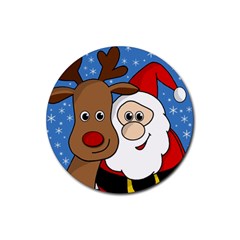 Christmas selfie Rubber Coaster (Round) 