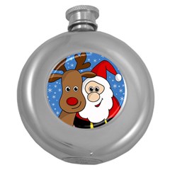 Christmas Selfie Round Hip Flask (5 Oz) by Valentinaart