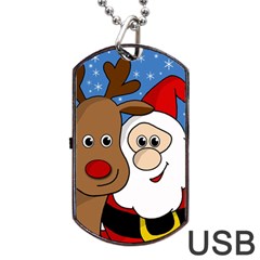 Christmas Selfie Dog Tag Usb Flash (one Side) by Valentinaart