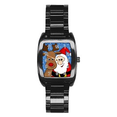 Christmas selfie Stainless Steel Barrel Watch