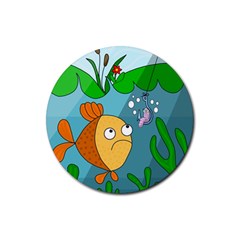 Fish and worm Rubber Round Coaster (4 pack) 