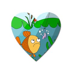 Fish and worm Heart Magnet