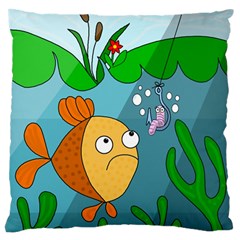 Fish and worm Standard Flano Cushion Case (Two Sides)