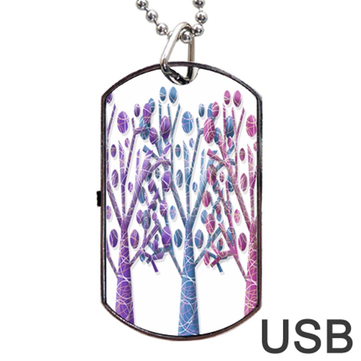 Magical pastel trees Dog Tag USB Flash (One Side)