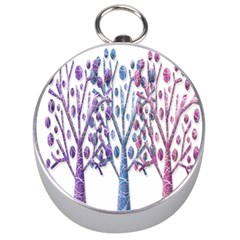 Magical Pastel Trees Silver Compasses by Valentinaart