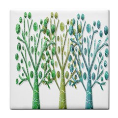 Magical Green Trees Tile Coasters by Valentinaart