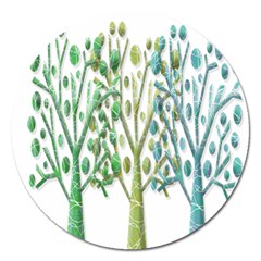 Magical Green Trees Magnet 5  (round) by Valentinaart