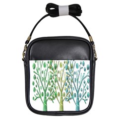 Magical Green Trees Girls Sling Bags by Valentinaart