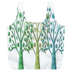 Magical Green Trees Full Print Recycle Bags (l)  by Valentinaart