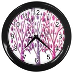 Magical pink trees Wall Clocks (Black) Front