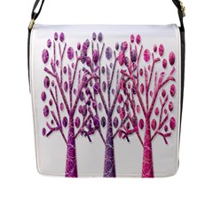 Magical Pink Trees Flap Messenger Bag (l)  by Valentinaart