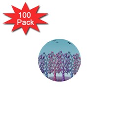 Blue Magical Landscape 1  Mini Buttons (100 Pack)  by Valentinaart