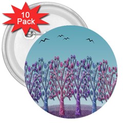 Blue Magical Landscape 3  Buttons (10 Pack)  by Valentinaart